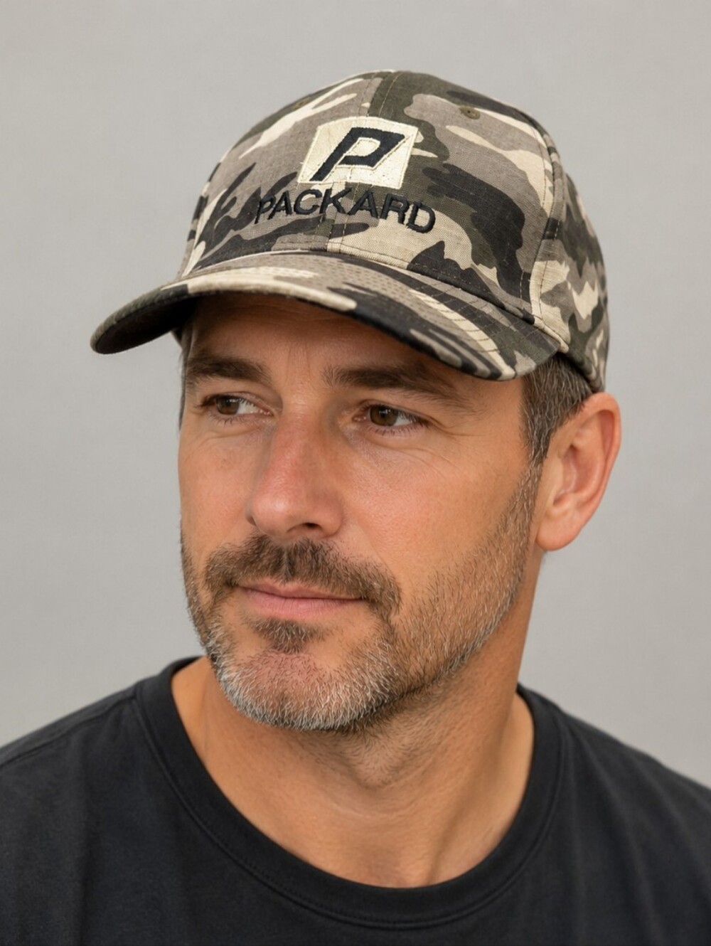 Camo Brown/Tan Baseball Cap with Packard on Front